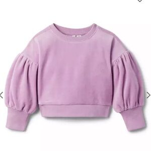 Janie & Jack Purple Velour Puff Sleeve Sweatshirt Sz 12-18 Mo